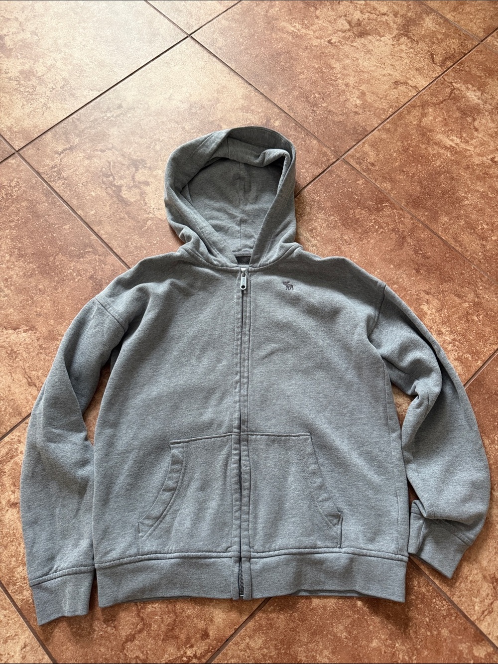 abercrombie kids Gray Zip-Up Hooded Sweatshirt